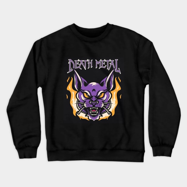 Death Metal Satanic Baphomet Cat Crewneck Sweatshirt by Aldrvnd